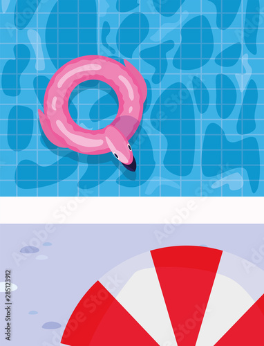float pool umbrella summer time vacations design