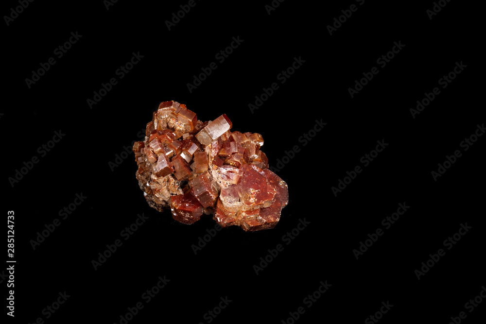 Macro mineral stone Vanadinite on a black background Macro mineral stone Vanadinite on a black background