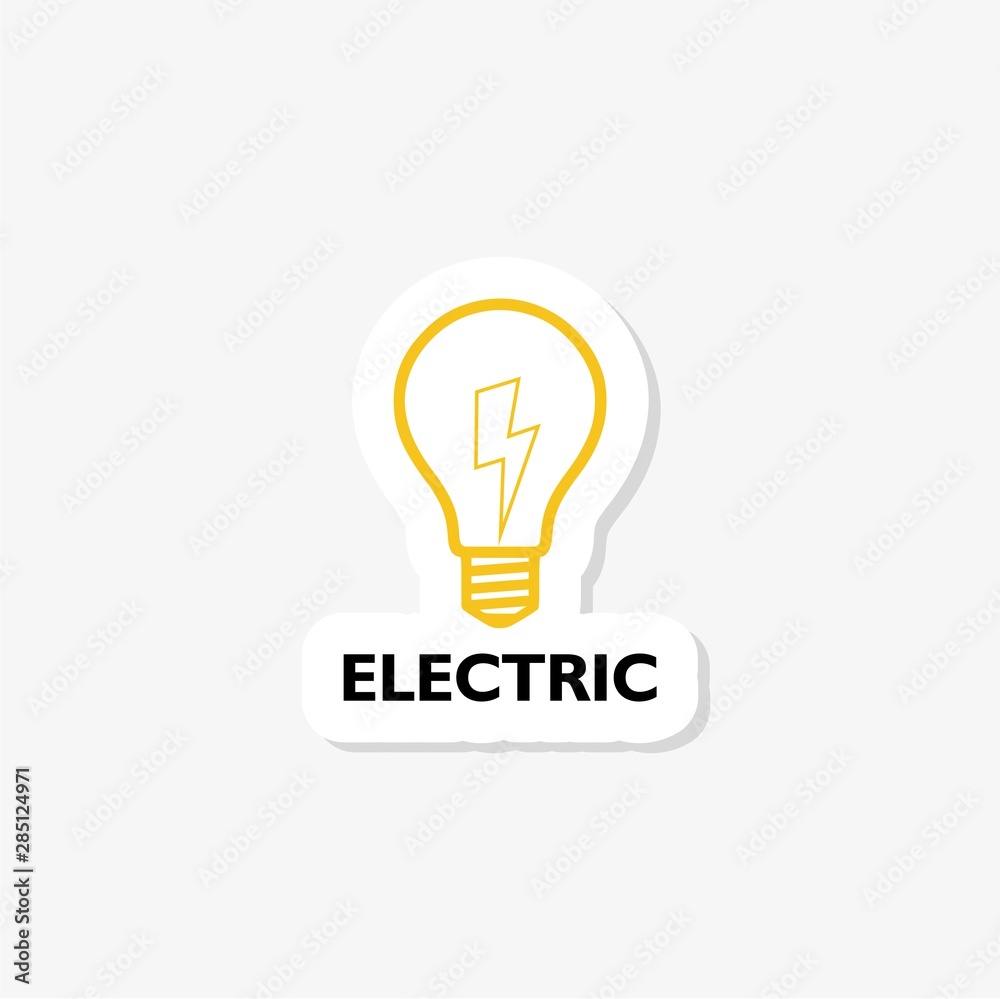 Light bulb with lightning sticker icon Light bulb with lightning sticker icon