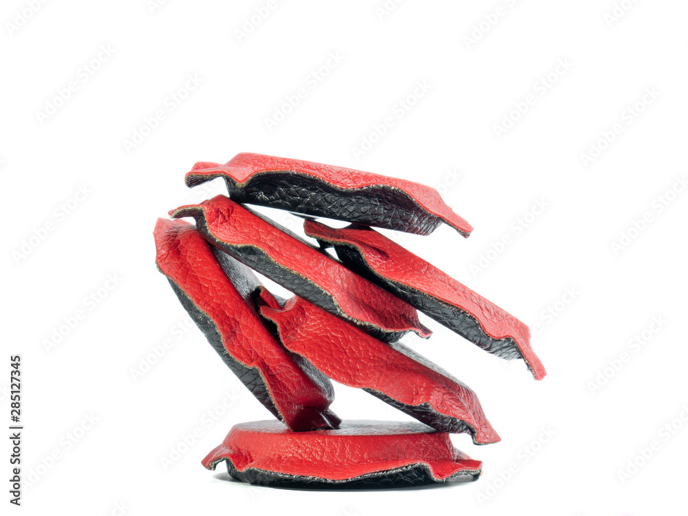 Stacked structure of isolated circular lined in red and black