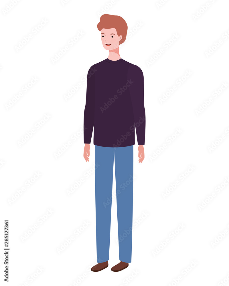 young man standing on white background