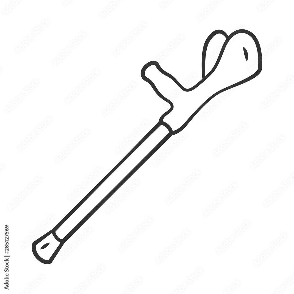 Forearm crutch, walking aid linear icon. Mobility aid for physically disabled people. Handicapped equipment. Thin line illustration. Contour symbol. Vector isolated outline drawing. Editable stroke Forearm crutch, walking aid linear icon. Mobility aid for physically disabled people. Handicapped equipment. Thin line illustration. Contour symbol. Vector isolated outline drawing. Editable stroke