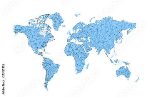 World map on a technological background  glowing lines symbols of the Internet  radio  television  mobile and satellite communications.