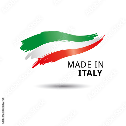 Made in italy quality label on the white background.