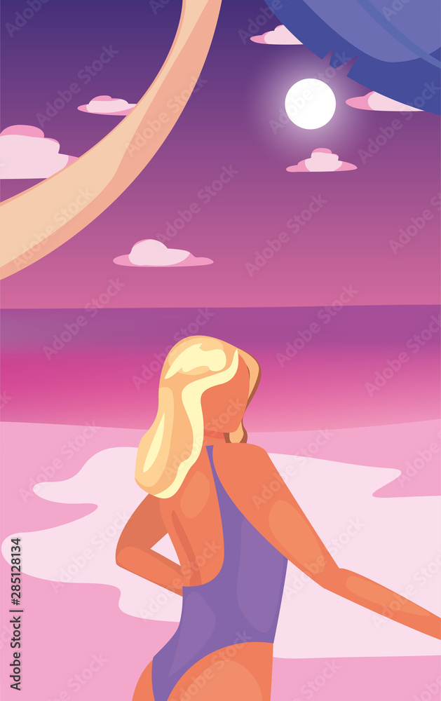 woman summer time vacations design woman summer time vacations design