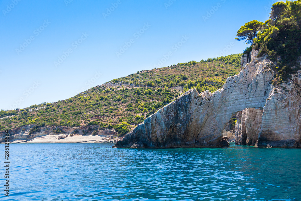 View of  Keri blue caves  in Zakynthos (Zante) island, in Greece