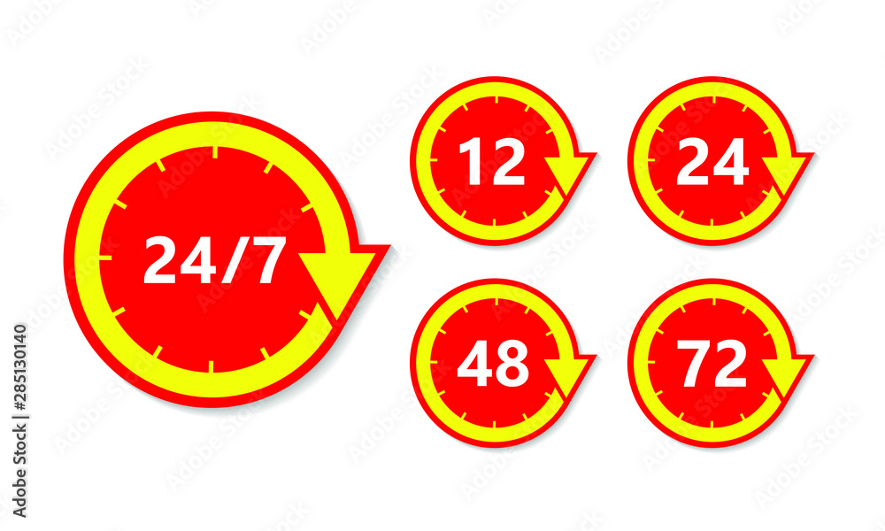 24 7 vector arrow, customer support, delivery and open icons. Vector 12