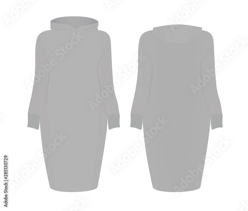 Grey hoodie dress. vector illustration