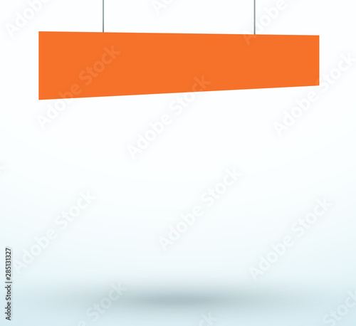 Hanging Title Ribbon 1 Line Slanted Banner