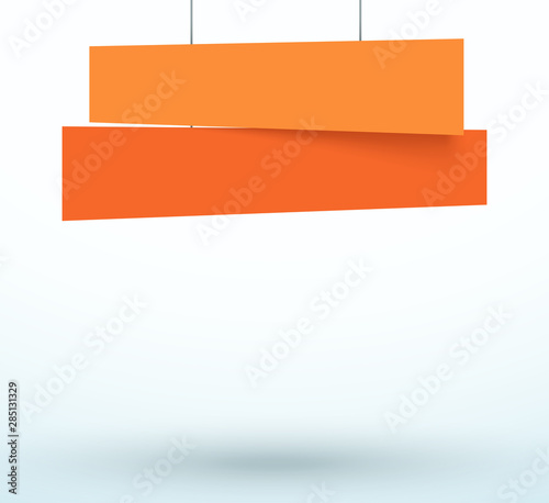 Hanging Title Ribbon 2 Line Overlapping Banner