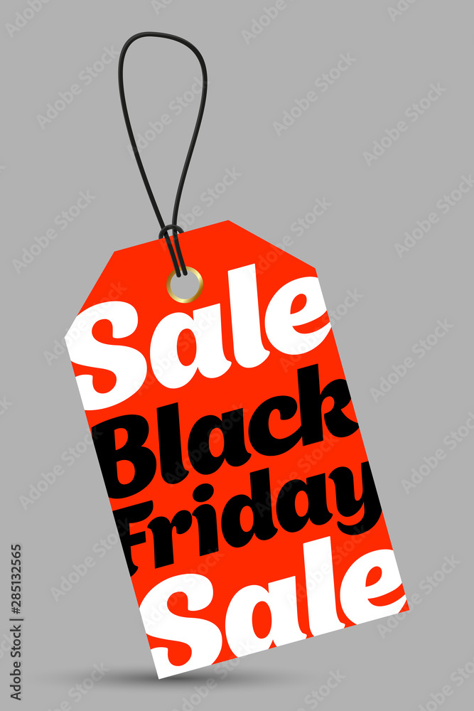 Tag black friday sale on an orange background. Vector illustration