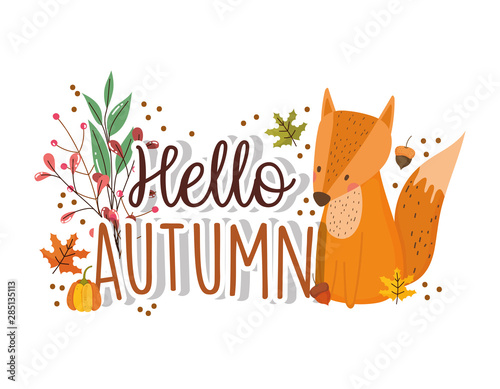 hello autumn season flat design