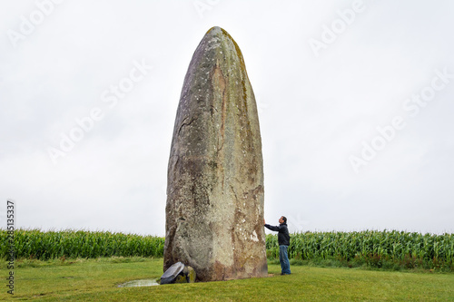 The biggest Menhir isolated in a field. Dol de Bretagne. Brittany, France