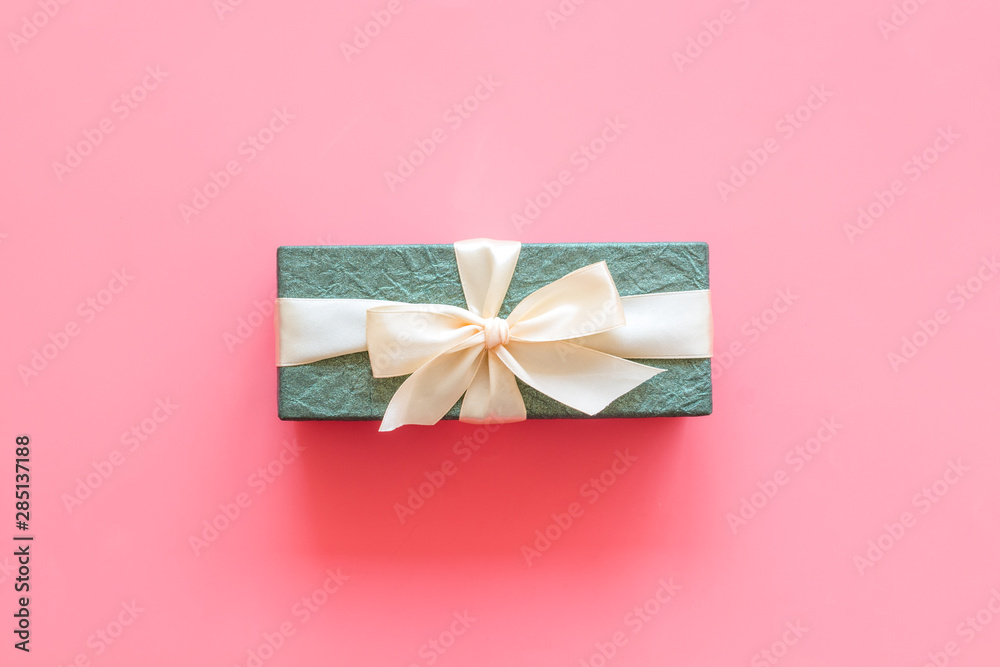box for gifts on pink background top view mock up box for gifts on pink background top view mock up