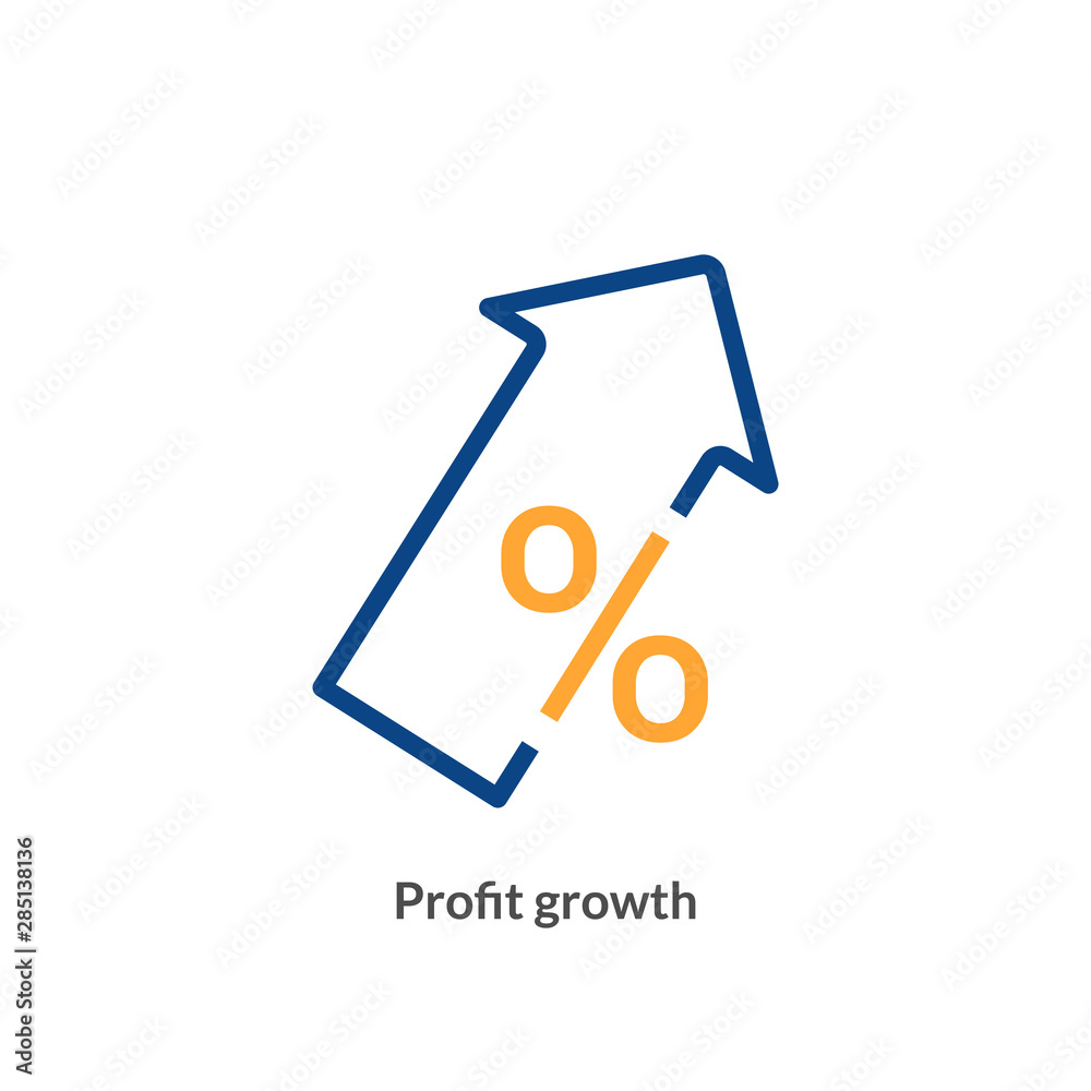 Profit growth icon chart arrow. Profit up success business icon illustration Profit growth icon chart arrow. Profit up success business icon illustration