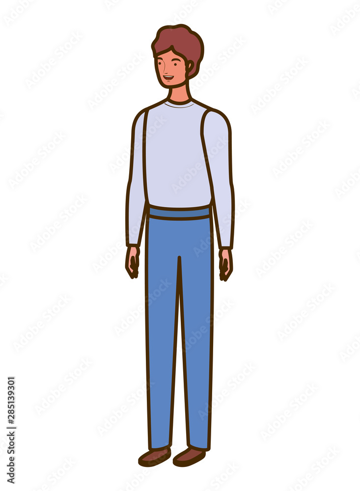 young man standing on white background