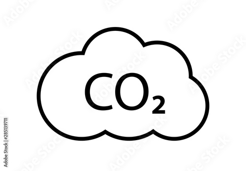CO2 emissions vector line icon. Carbon gas cloud, dioxide pollution. Global ecology exhaust emission smog concept