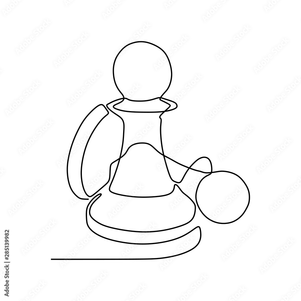 Continuous One Line Drawing Of Chess Pieces Minimalist Design