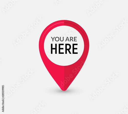 You are here sign icon mark. Destination or location point concept. Pin position marker design