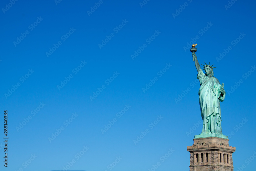 Statue of Liberty with clear sky and copy space II