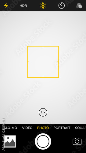 Camera screen phone mobile interface app. Smartphone photo viewfinder ui template design