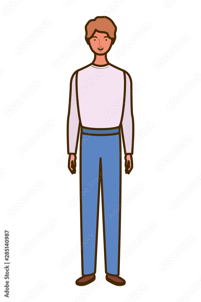 young man standing on white background young man standing on white background