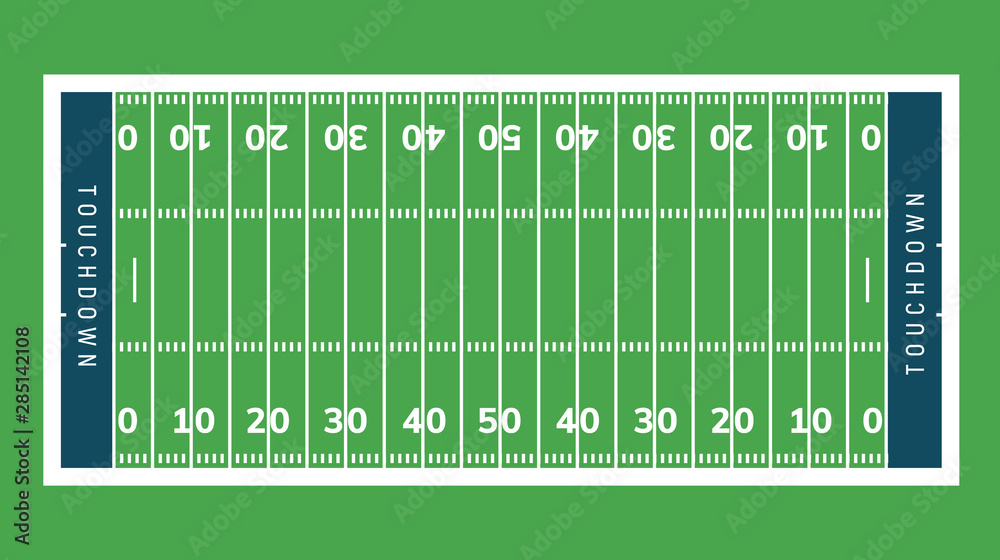 Fototapeta American football field background. Rugby stadium grass field illustration
