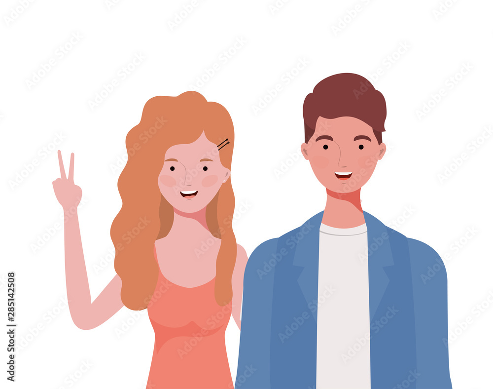 couple of people smiling on white background couple of people smiling on white background