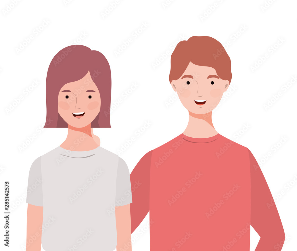 couple of people smiling on white background couple of people smiling on white background