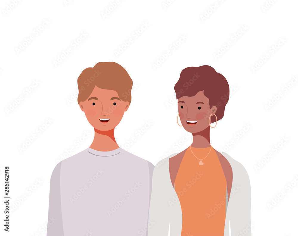 couple of people smiling on white background couple of people smiling on white background