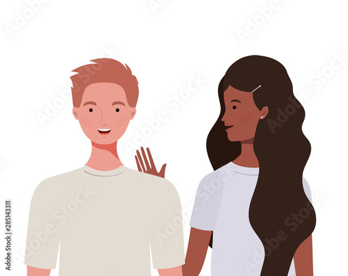 couple of people smiling on white background