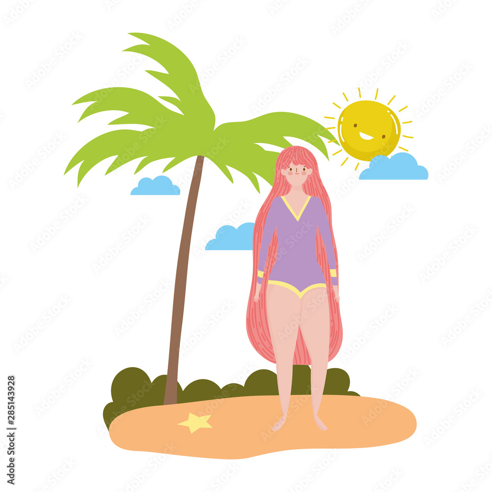 Girl with summer swimwear design