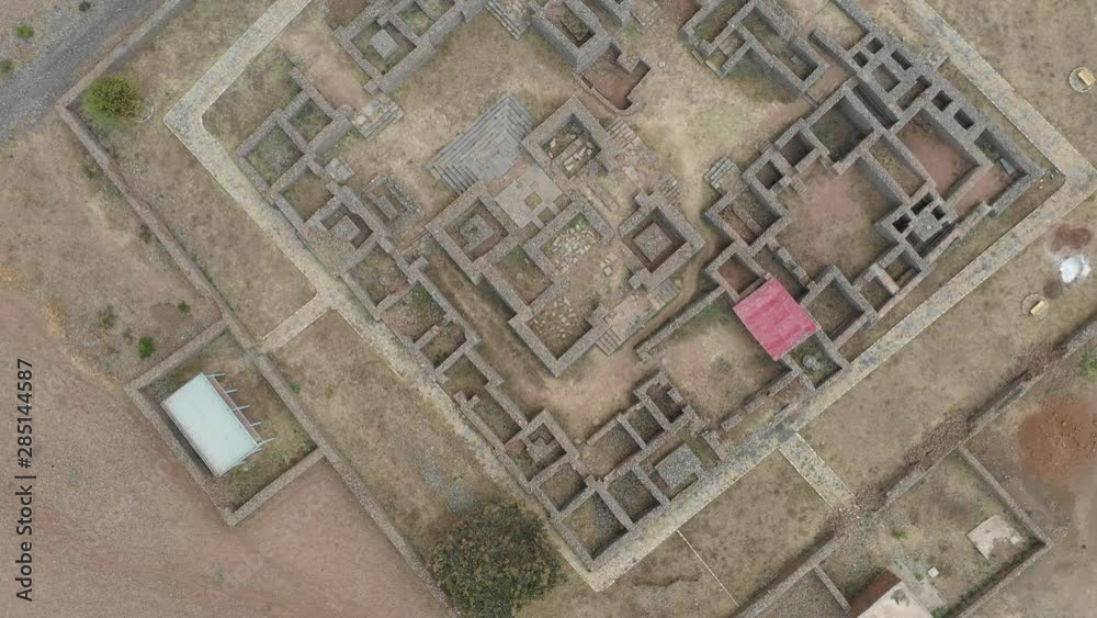 Overhead aerial view of Dungur Mansion in former Kingdom of Aksum in Ethiopia Overhead aerial view of Dungur Mansion in former Kingdom of Aksum in Ethiopia