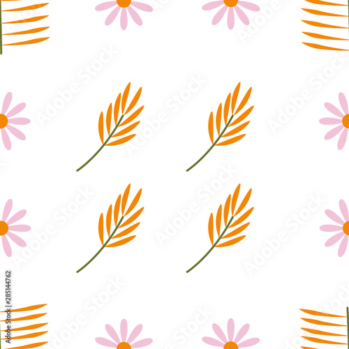 Repeatbale Flower Pattern. Warm Autum Colors. Seamless Repeating of Flowers Pattern.