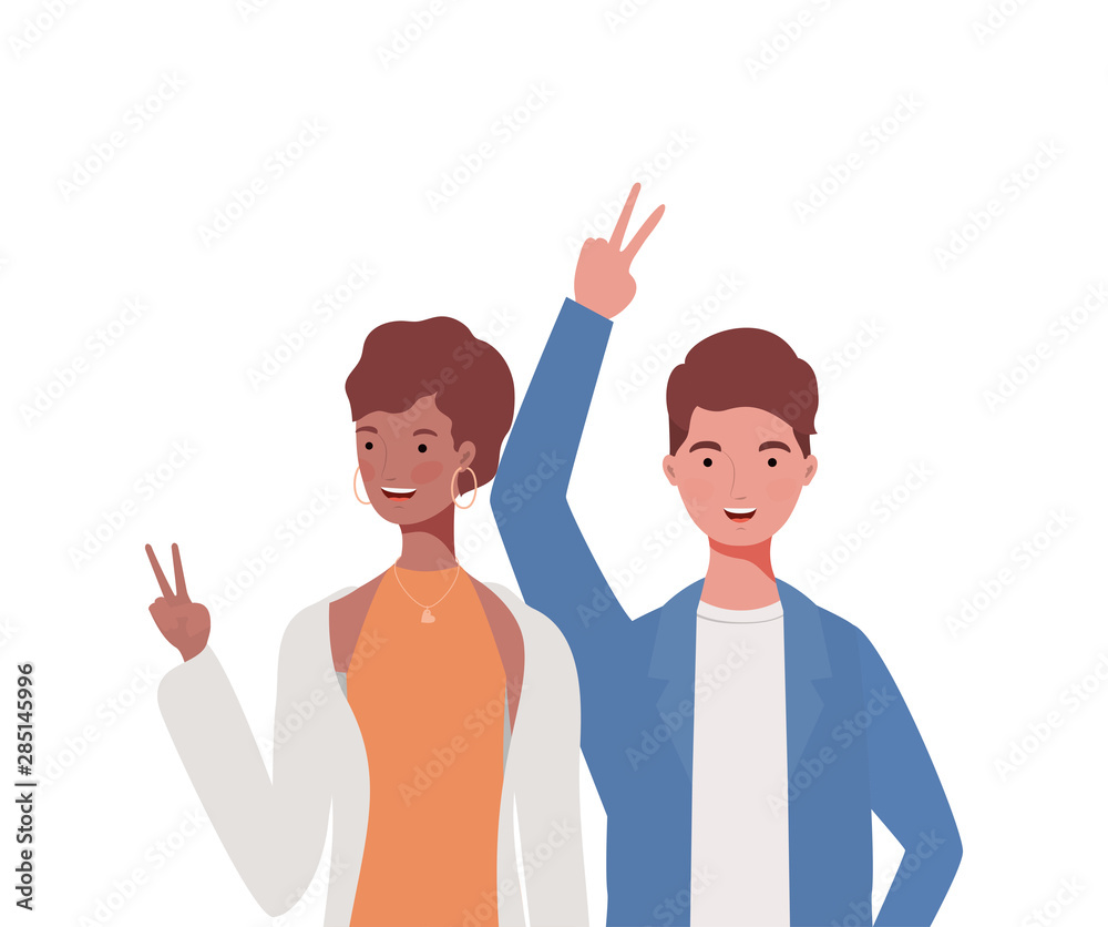 couple of people smiling on white background couple of people smiling on white background