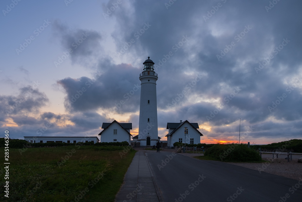 Historical Hirtshals lighthouse on the coast of Skagerrak, Denmark(Danmark). July 2019