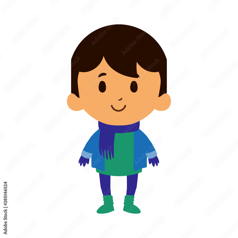 Cartoon Kid Character Isolated On White Background