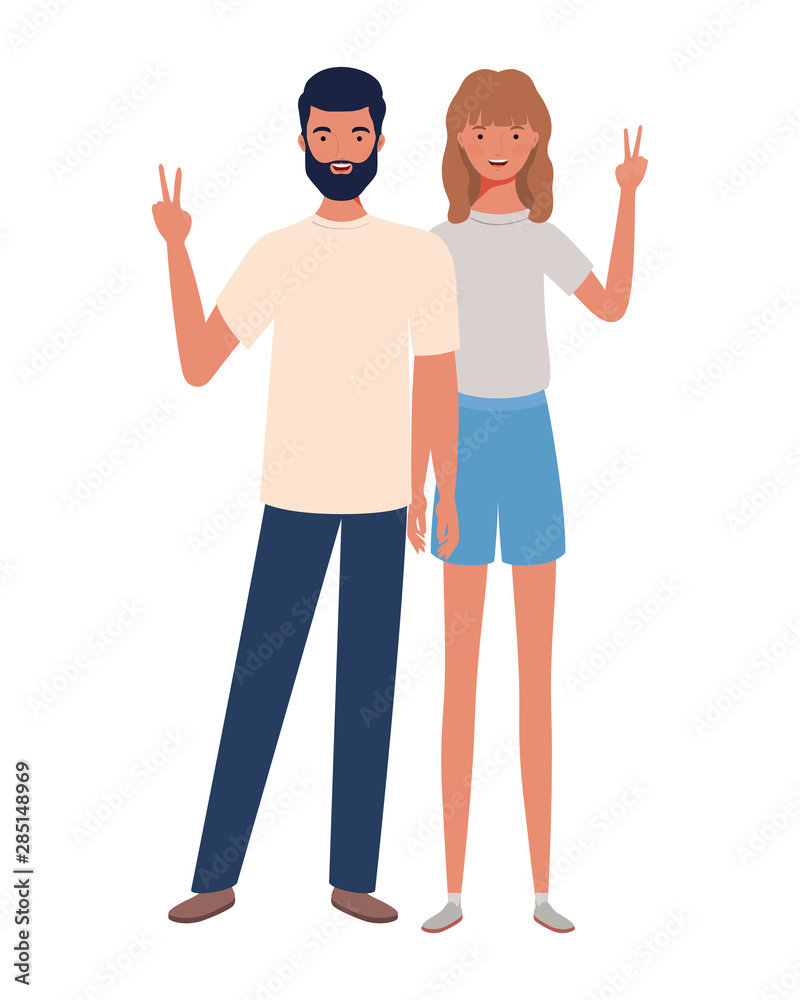 couple of people standing on white background couple of people standing on white background