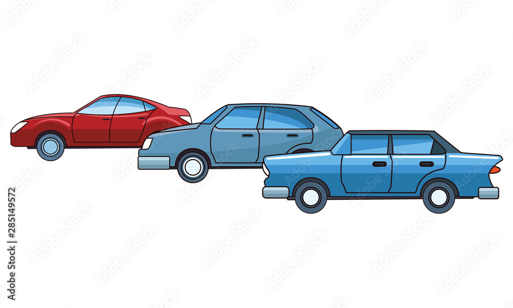 Obraz premium Vintage and classic with modern cars vehicles