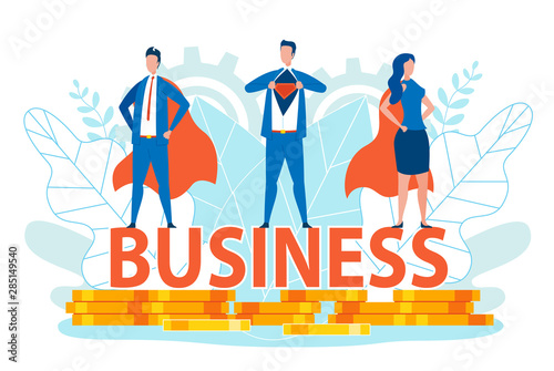 Business Men and Woman in Super Hero Costumes.