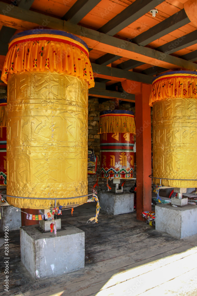 Prayer wheels at the National Memorial Chorten, Thimphu,. Bhutan Prayer wheels at the National Memorial Chorten, Thimphu,. Bhutan