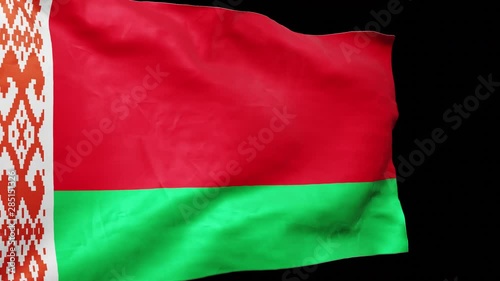 Belorussian Flag Animation looping seamless 4k with fabric texture & wrinkles. Alpha channel, transparent background.