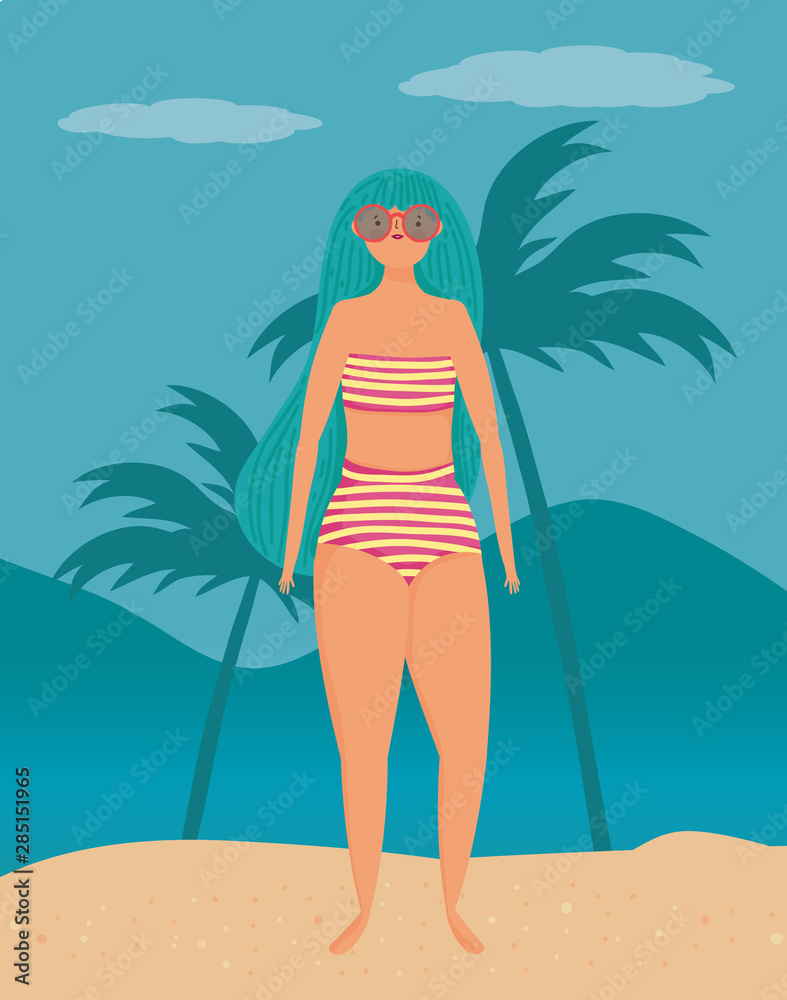 Girl with summer swimwear design