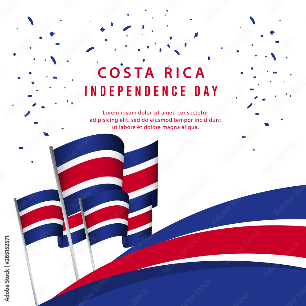 Naklejka premium Happy Costa Rica Independence Day Poster Vector Template Design Illustration