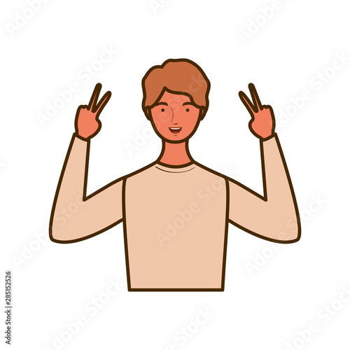young man on white background
