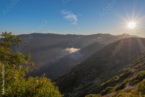 Rays of sunlight through the haze