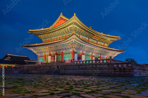 Pavilion gyeongbokgung palace at night in Seoul .South Korea