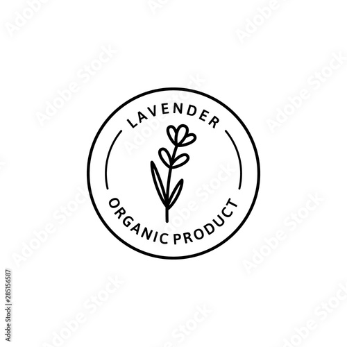 Lavender Flower herbal organic badge and icon in trend linear style - Vector Logo Emblem of Lavender