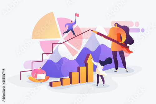 Company development strategy planning, colleagues assistance. Coaching and business training, goal achievement, success and career ladder concept. Vector isolated concept creative illustration