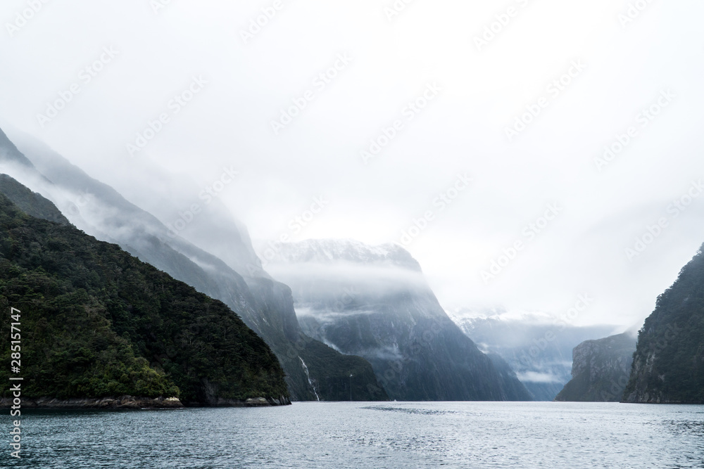 low cloud hanging over the mountains in New Zealand